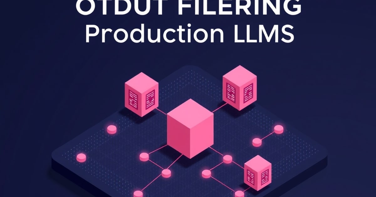 Isometric vector illustration showing architecture components for output filtering in production LLMs.