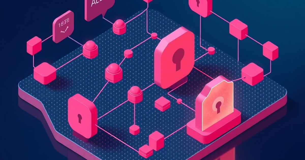 Isometric vector illustration showing layers of security for LLM system defense-in-depth architecture